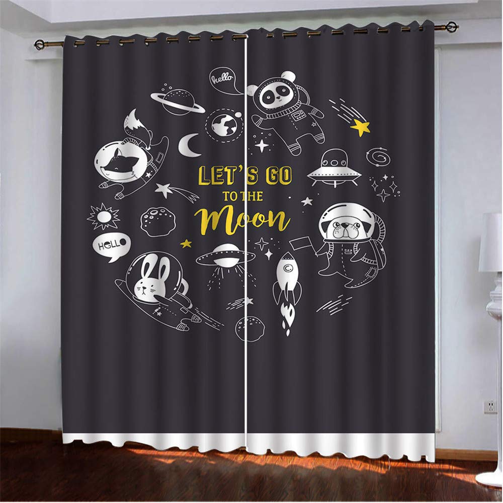 Gardinen Blickdicht Vorhänge 2er Set mit Ösen und Raffhalter, Morbuy 3D Drucken Modern Verdunkelungs Thermo Vorhänge Vorhänge-Set für Wohnzimmer Schlafzimmer (140x260cm *2,Gelbe Sterne)