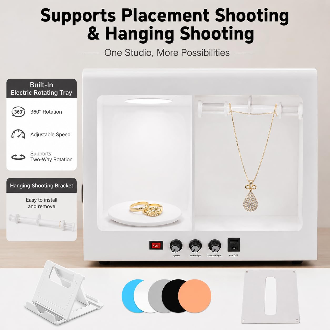 Mini szkatułka oświetleniowa do studia fotograficznego z obrotnicą, ściemniana lampa LED Softbox do fotografowania małych przedmiotów (TB30)