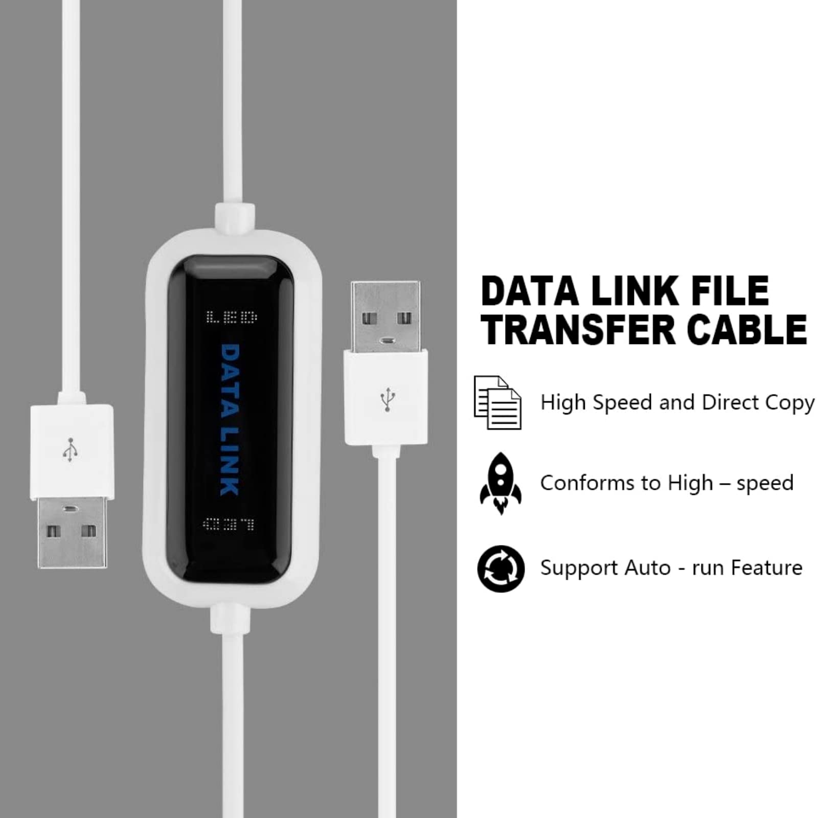 Aukson P79C - Cavetto Cavo Dati ad Alta Velocità, USB 2.0 a USB 2.0, Cavo per Copia Multimediale, Trasferimento Dati, da PC a PC, 160 cm, Solo per Windows