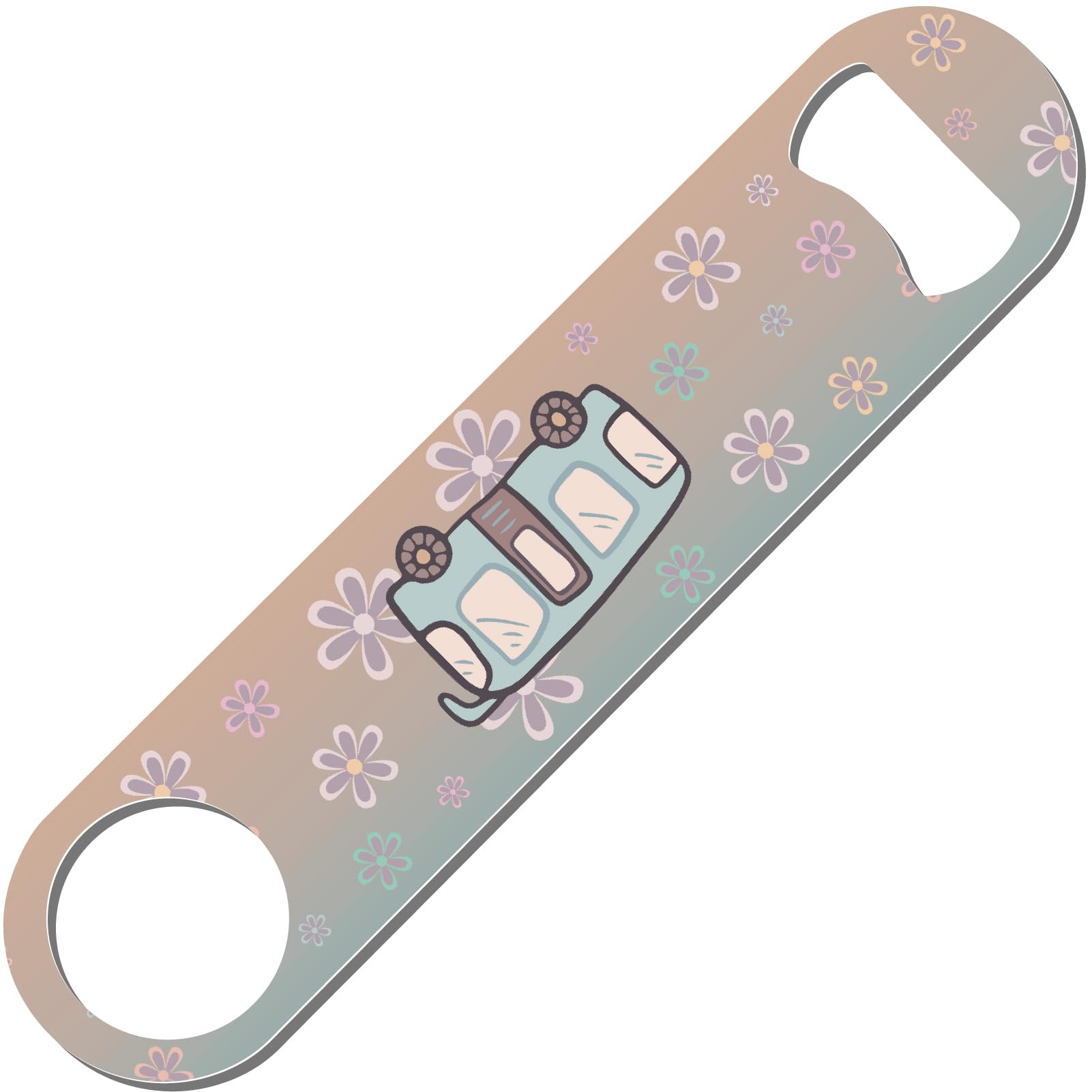 CREATCABIN Bus Blade Bottle Opener Flat Beer Opener Bottle Opener Stainless Steel Art Printed for Bar Pub Bartenders Home Kitchen Parties Gift Father's Day Valentine Birthday Black 1.6x7.1 Inch