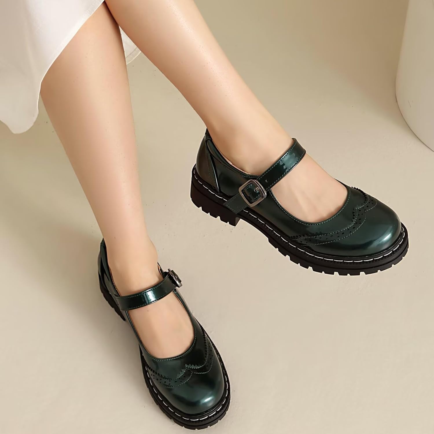 Mary Jane for Women Gothic Oxford Shoes - Flat Shoes, Ankle Tied, Round Toe for Casual Dresses, Work, and Campus - Image 3