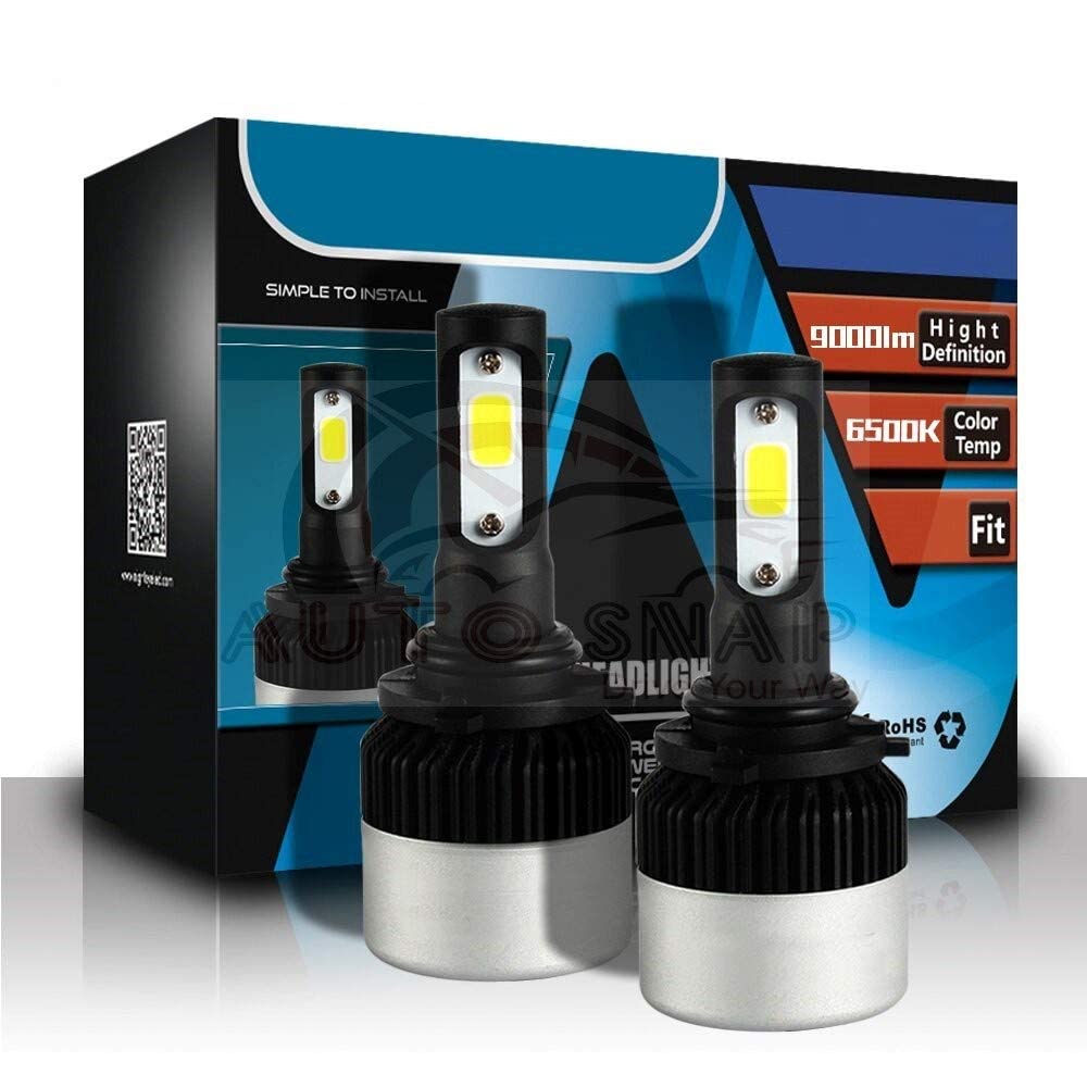 High Definition Headlight 9000lm COB LED Ultra 6005k High/Low Lamp (White, Bulb Size Type HB4/9006)