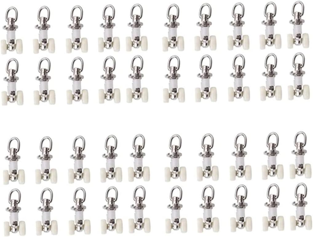 Curtain Track Alloy Pulley Gliders, Hooks Wheels Slides for Rod Rail Accessories, 40Pcs