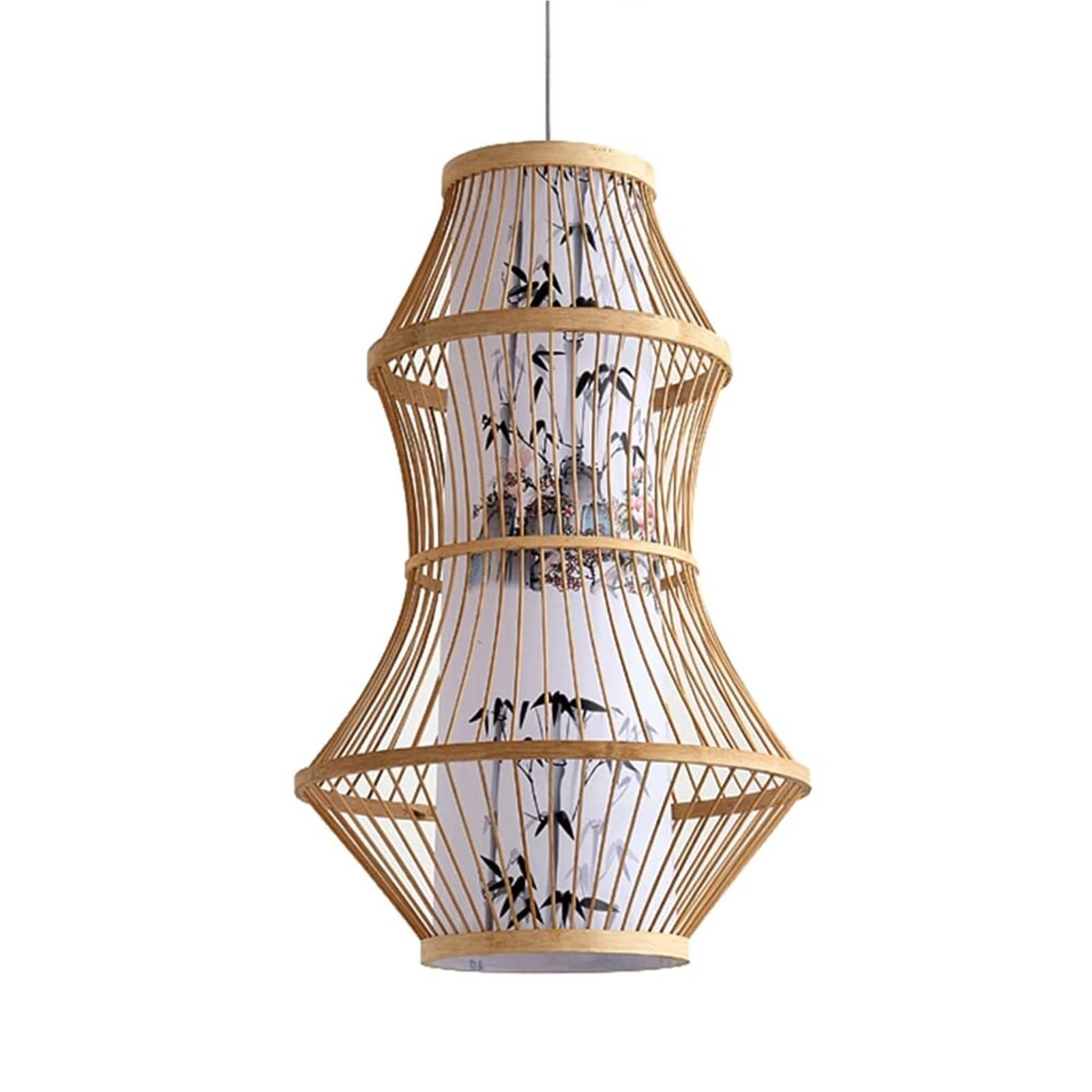 KBUUKYYXouy Pastoral Birdcage Natural Lantern Chandelier Light Antique Shade Single Head Hanging Lamp Handwoven Classic Style Wicker for Dining Farmhouse Rustic Teahouse