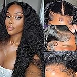 WPPIKK 13x6 Lace Front Wigs Human Hair Pre Plucked Wet and Wavy Human Hair Wigs for Black Women Deep Wave Wig 180 Density Curly Lace Frontal Wig (13x6 Lace Black Color, 24 Inch)