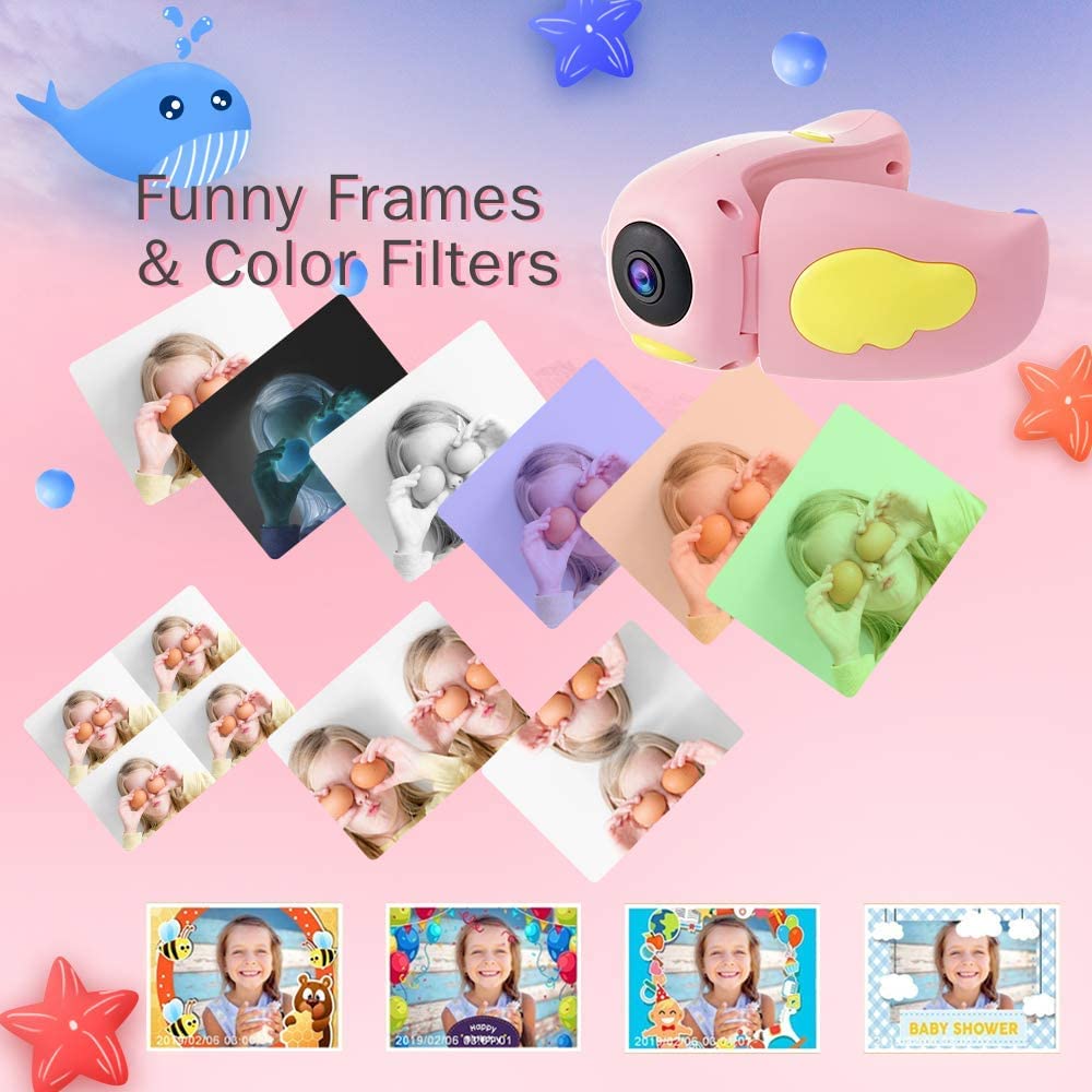 CADDLE & TOES Kids Camera for Girls/Boys, Kids Digital Camera Toy 20MP 1080P HD Digital Video Camera for Toddler, Christmas Birthday Gift for 3-10 Years Old Children (32GB, Pink) - Image 4 thumbnail