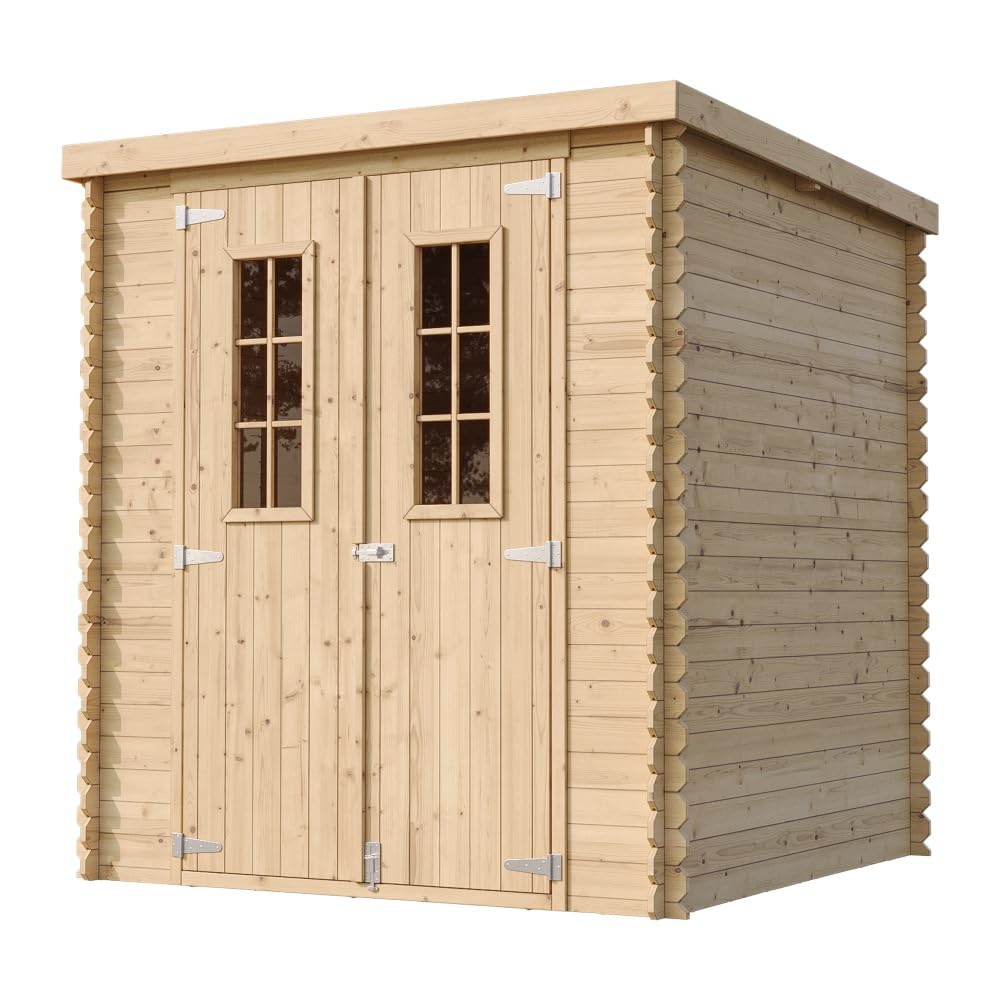 Drewniany domek ogrodowy - Przechowywanie na zewnątrz l204xW204xH200 cm/3,53 m2 - Mała szopa na narzędzia, przechowalnia rowerów - TIMBELA M309C
