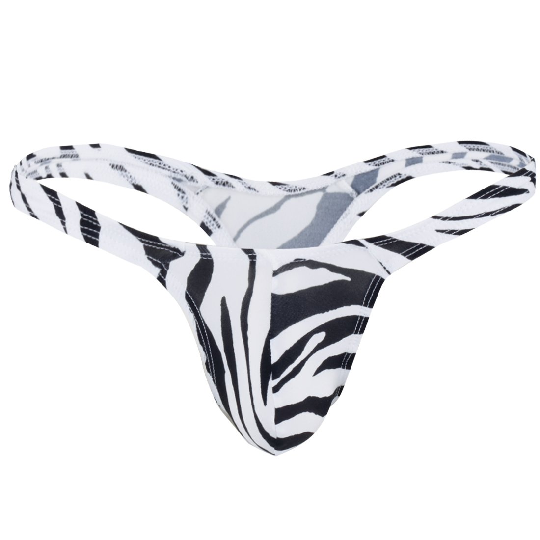 Iiniim Men's Zebra Bulge Pouch G-String T-Back Thong Bikini Underwear (Zebra)