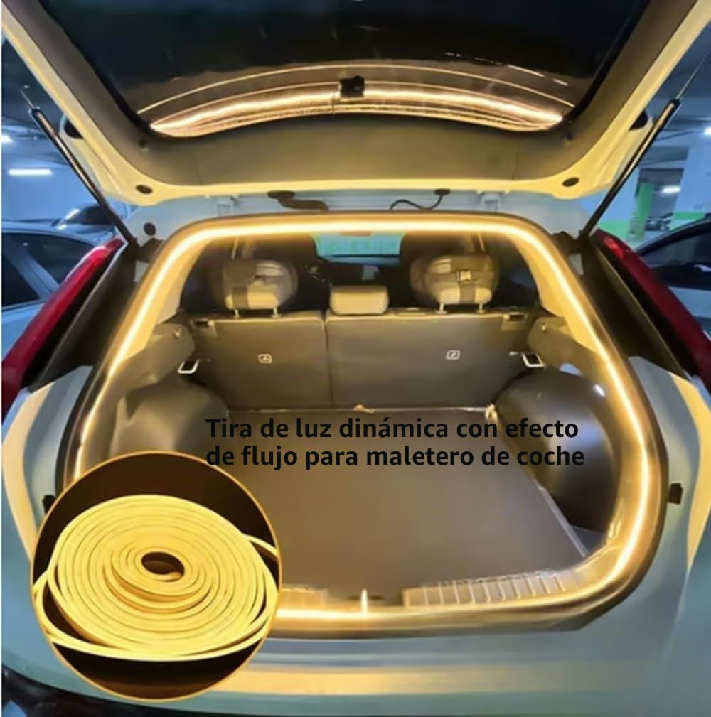 Tira De Luces Led Flexibles Y DináMicas para Maletero De Coche, ActualizacióN 2025, Universal, para IluminacióN Interior O Zona De Carga, con AtmóSfera DináMica. (White,2 Meters)