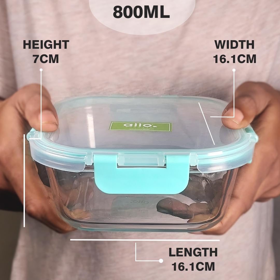 Allo Recipientes de vidrio FoodSafe con tapas con bloqueo sin roturas, recipientes aptos para horno y microondas, recipientes de vidrio de borosilicato alto para preparación de comidas para cocina,