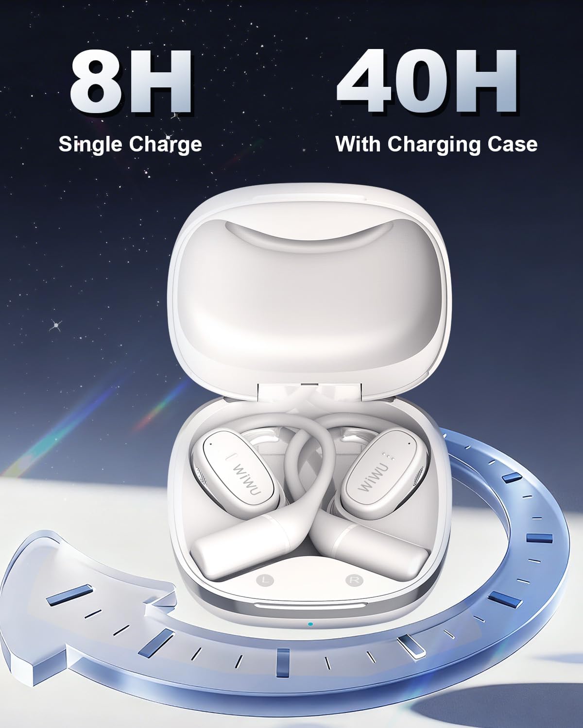 Open Ear Headphones,ENC Wireless Earbuds with 2 Mics,AI Clear Calls,Comfort Ear Hooks Stereo Sound Sport Bluetooth Earbuds for Gym,Touch Control,Compatible with iPhone and Android Beige