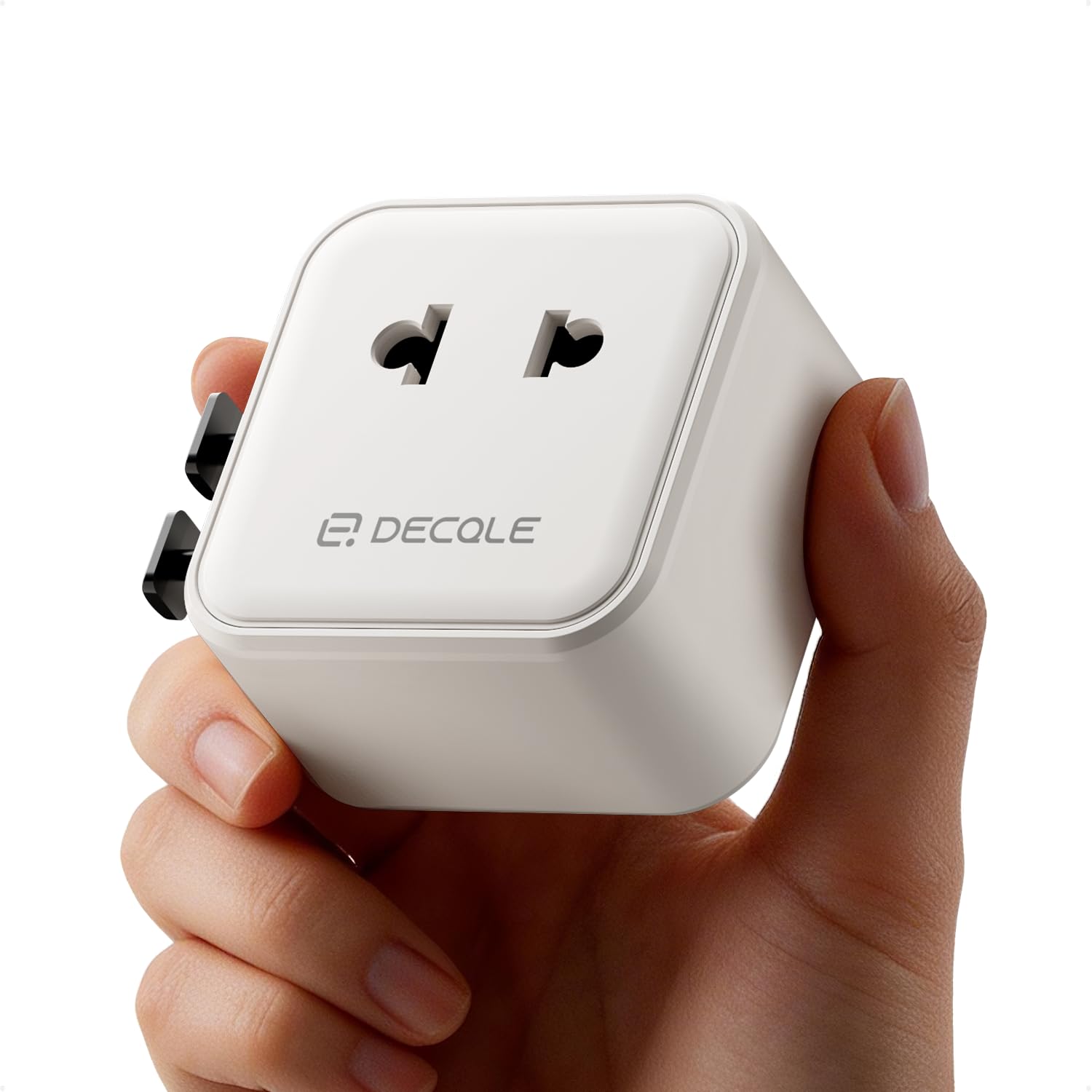 “Air” Adaptador Enchufe Universal con AC 2500W MAX para Viaje | Adaptador de Viaje, NO Un Convertidor de Tensión, para EU, Reino Unido, Americano, Canadá, Australia & 200+ País (Blanco)