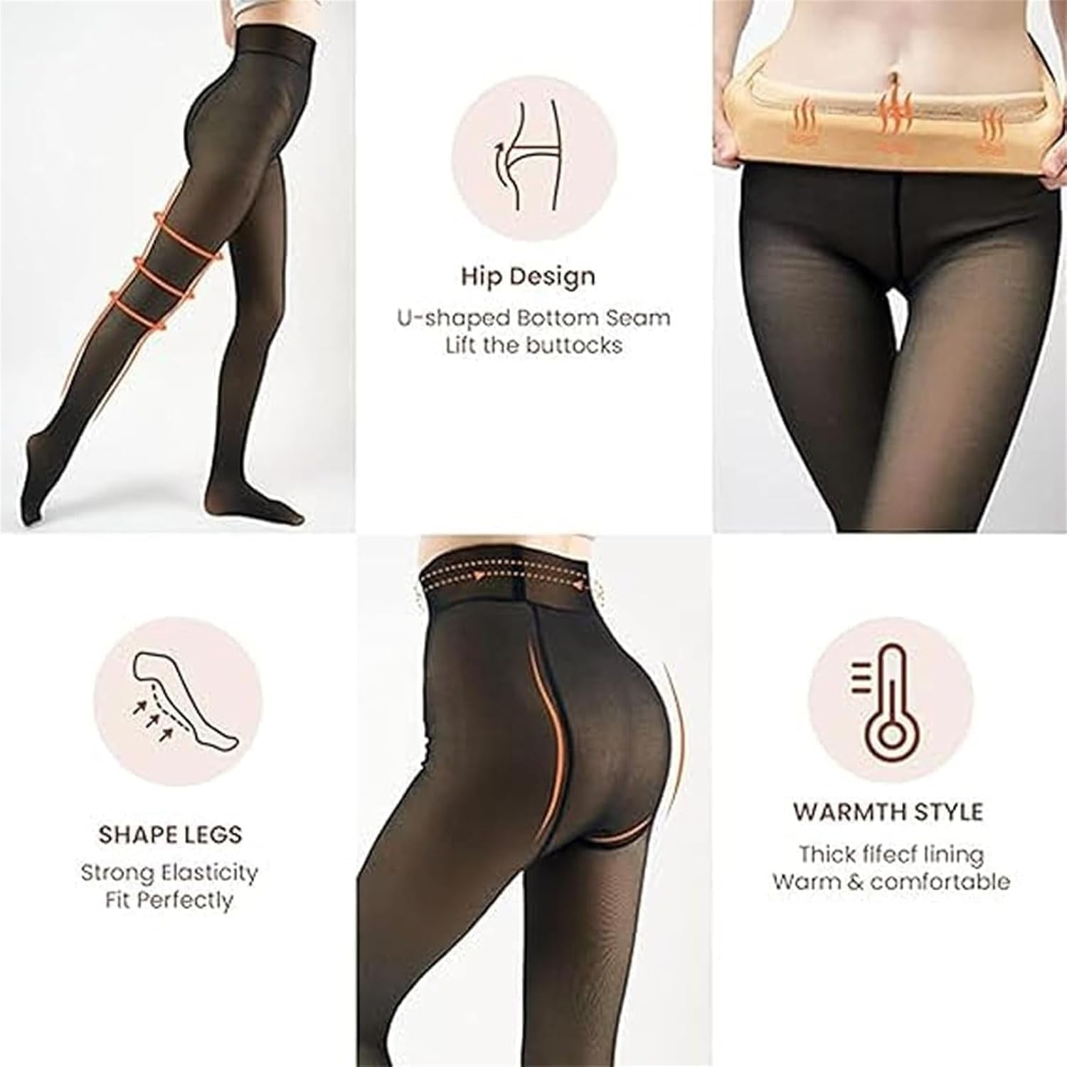Collant Foderati in Pile, Shecurve Collant Foderati in Pile Traslucido, Collant Termici A Vita Alta per Donna, Leggings Invernali Caldi E Spessi Trasparenti, per Donne
