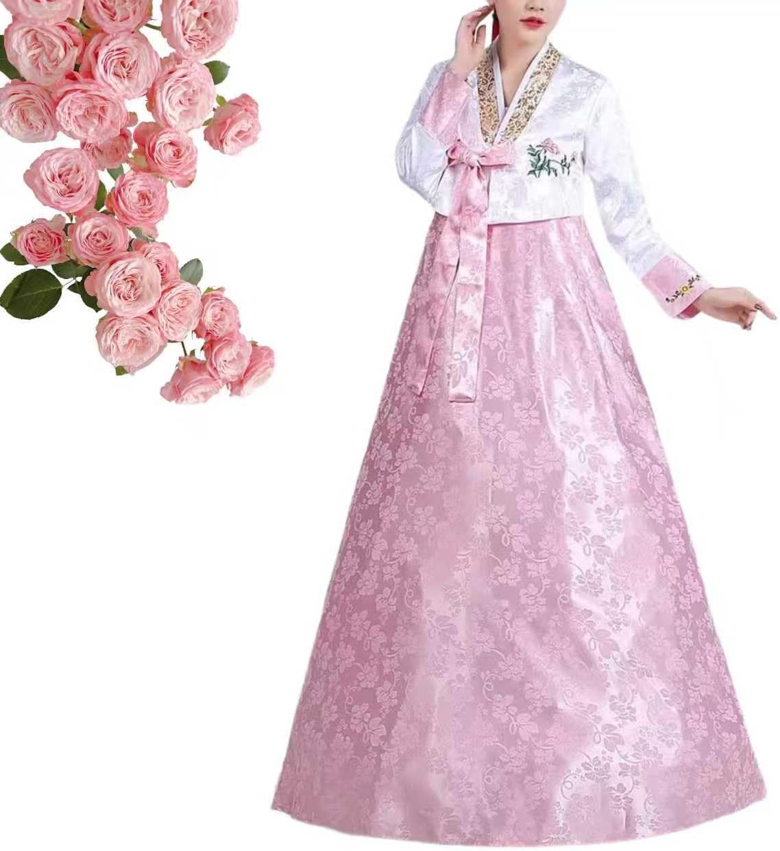 Female Korean Hanbok Traditional Dress Korean Traditional Women's Hanbok Set Women's Long Sleeve Classic Hanboks Dress