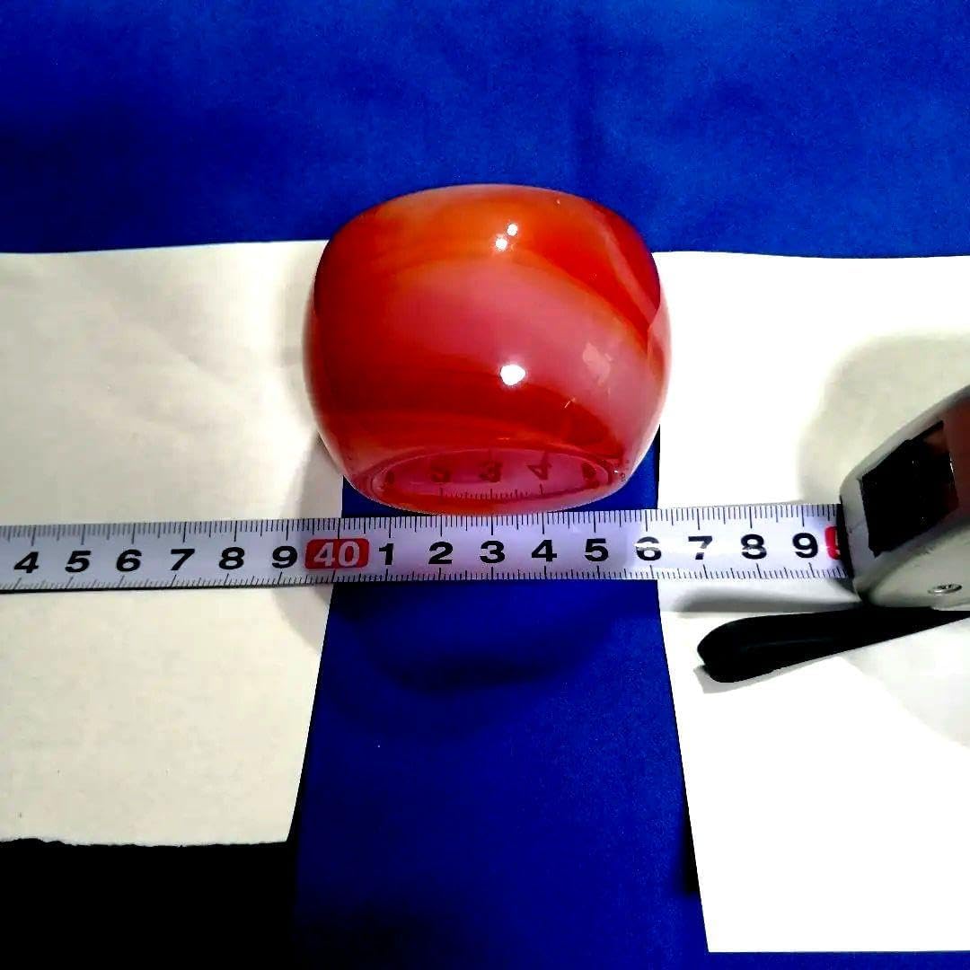 オレンジと白のマーブルガラス かわいい焼酎グラス