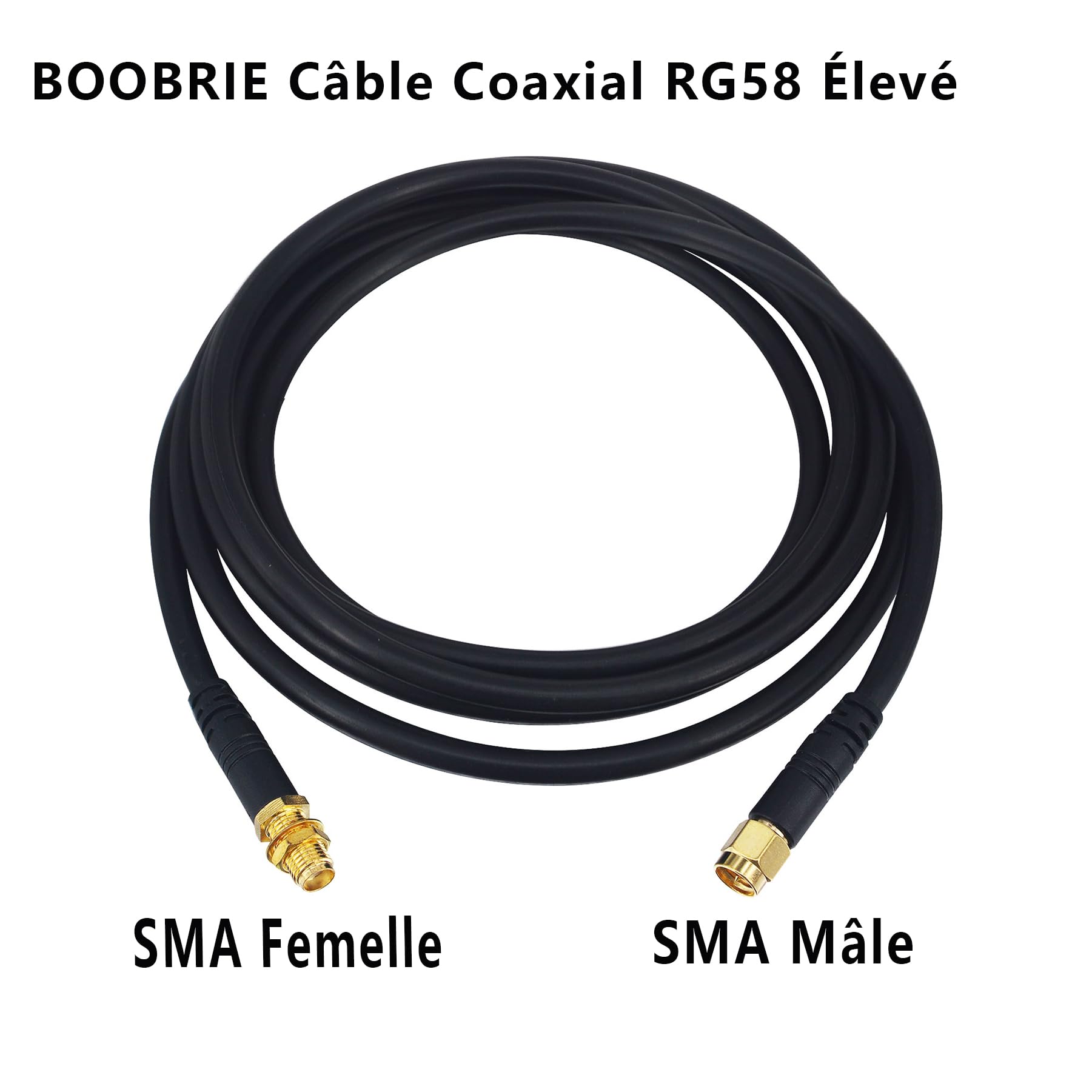 Câble SMA Mâle à Femelle 2M / Rallonge SMA 2M - Câble Antenne RG58/U SuperFlex Haute Performance (WiFi 6/5G/4G/3G/Drone/GPS)
