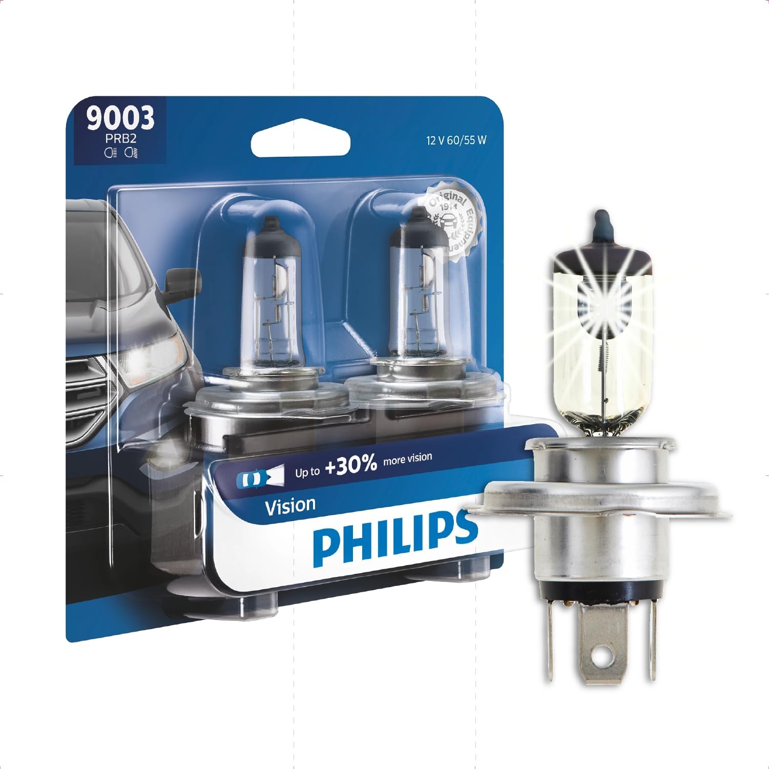 9003 Vision Upgrade Headlight Bulb with up to 30% More Vision, 2 Pack