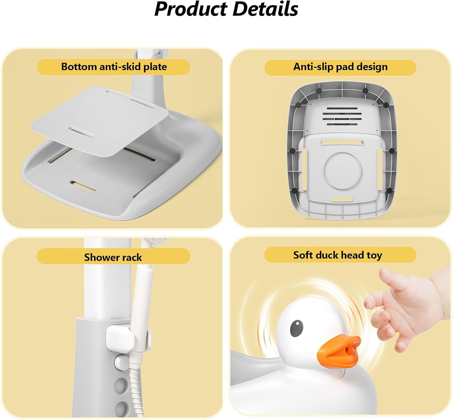 Calyrex Adjustable Baby Shower Stand, Baby Bath Stan, Free Standing Baby Shower Stan with Adjustable Height and Safety Handle, Foldable Compact Bathtub with Stan for Babies 6-36, - Image 4 thumbnail