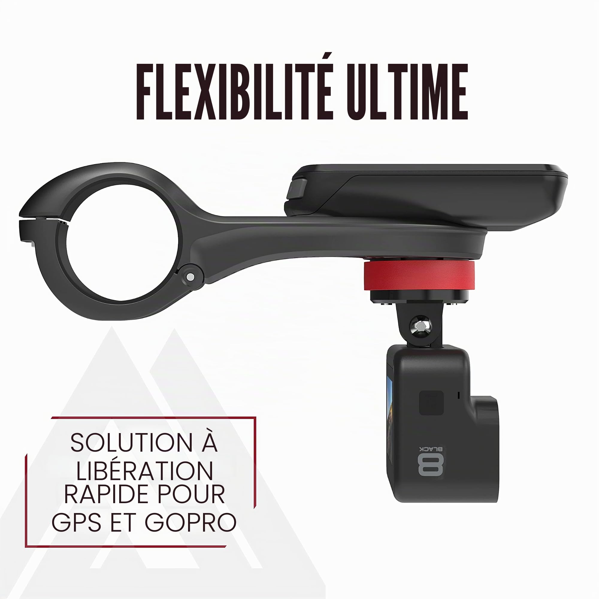 KOM Cycling CM06 Support d'ordinateur GoPro à libération Rapide pour Ordinateur de vélo Wahoo et Garmin (Support de vélo Compatible avec Edge 1040, Elemnt Roam et Autres) 1030 Support de vélo