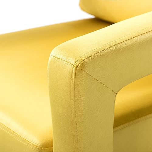 Miniatura 8 de HULALA HOME Silla decorativa de terciopelo con patas de metal dorado, sillón tapizado moderno y cómodo con cojín trasero extraíble, sillón