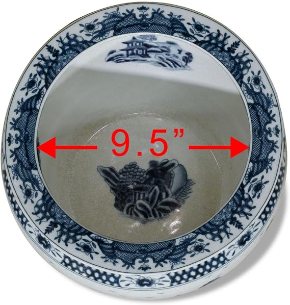 12 Inch Blue Canton Porcelain Chinese Fishbowl Planter
