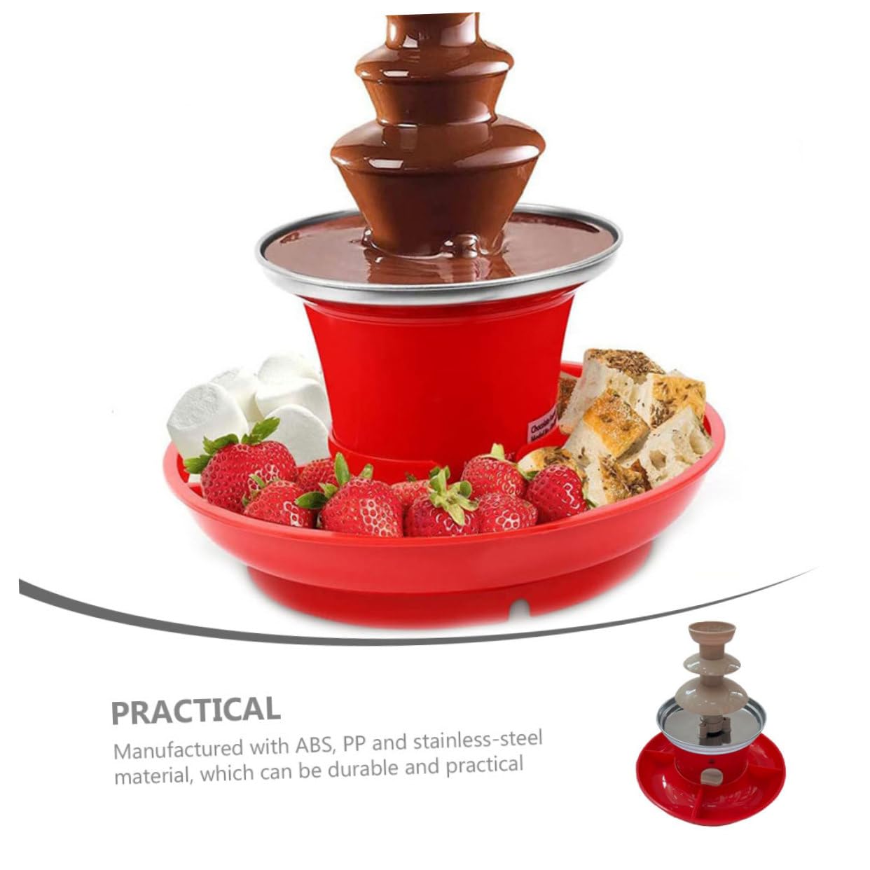 VINTORKY 1set Chocolate Fountain Machine for Parties for Dipping Fruits Marshmallows Cookies Easy Assembly and Cleanup Great for Birthdays Weddings and Gatherings Us