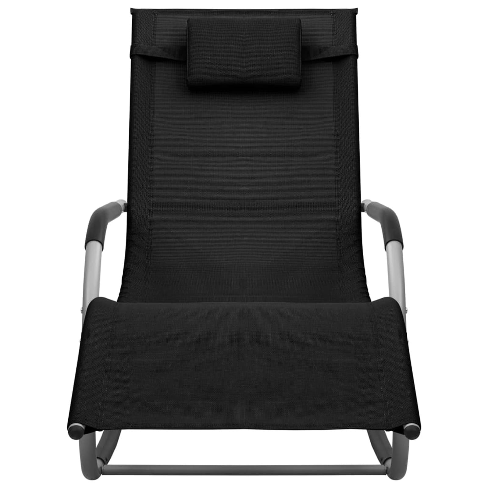 Homgoday Lettino Prendisole in Textilene Nero e Grigio, Lettini Prendisole, Divano Letto Mobili, Lettino da Piscina, Lettino Prendisole da Giardino Model310505