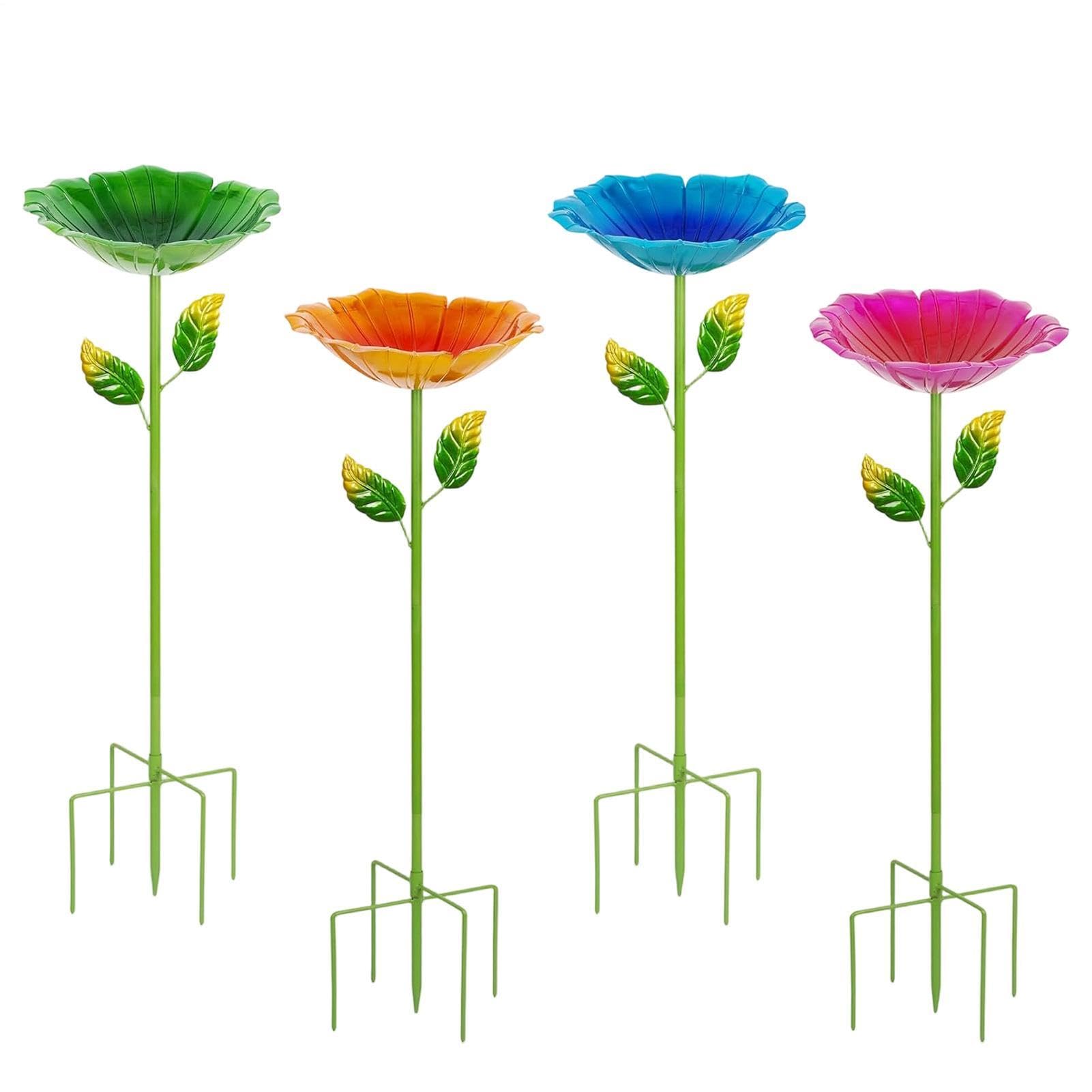 Baño Para Pájaros De Metal Estacas Metálicas Resistentes a la Intemperie e | Plato Decorativo Para Baño Y De Aves Para Patio Terraza Porche Jardín Balcón