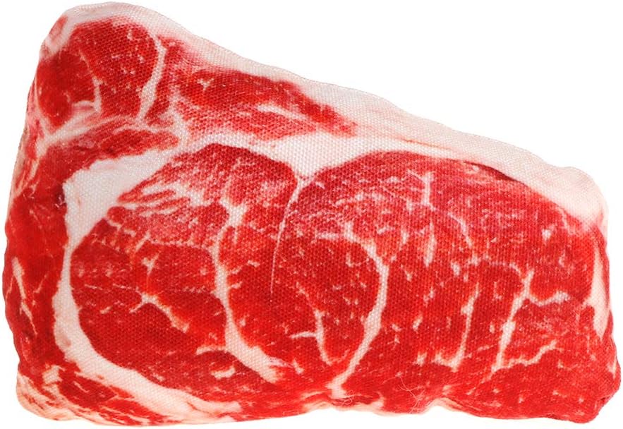 chenguld Pet Toy Simulated Meat,Ice Cream Food Simulation Squeaky Bite Chew Play Toys Dog Cat Puppy Supplies Soft Sound Funny Artificial (Red Fake Meat)