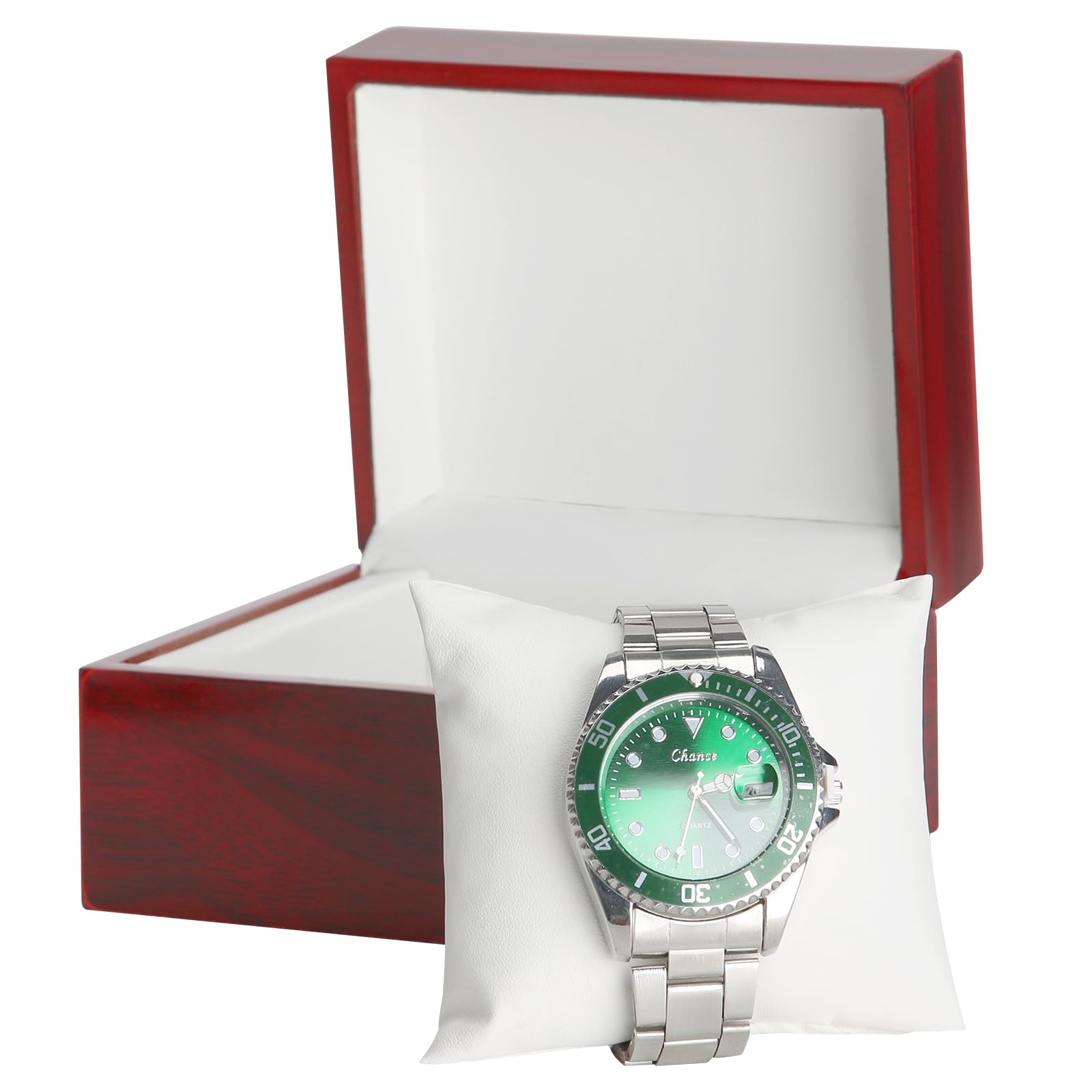 Wooden Single Watch Gift Box with Pillow, Wood Wristwatch Wrist Watch Case Storage Box for Christmas, Birthdays, Anniversary (Wood Color B)