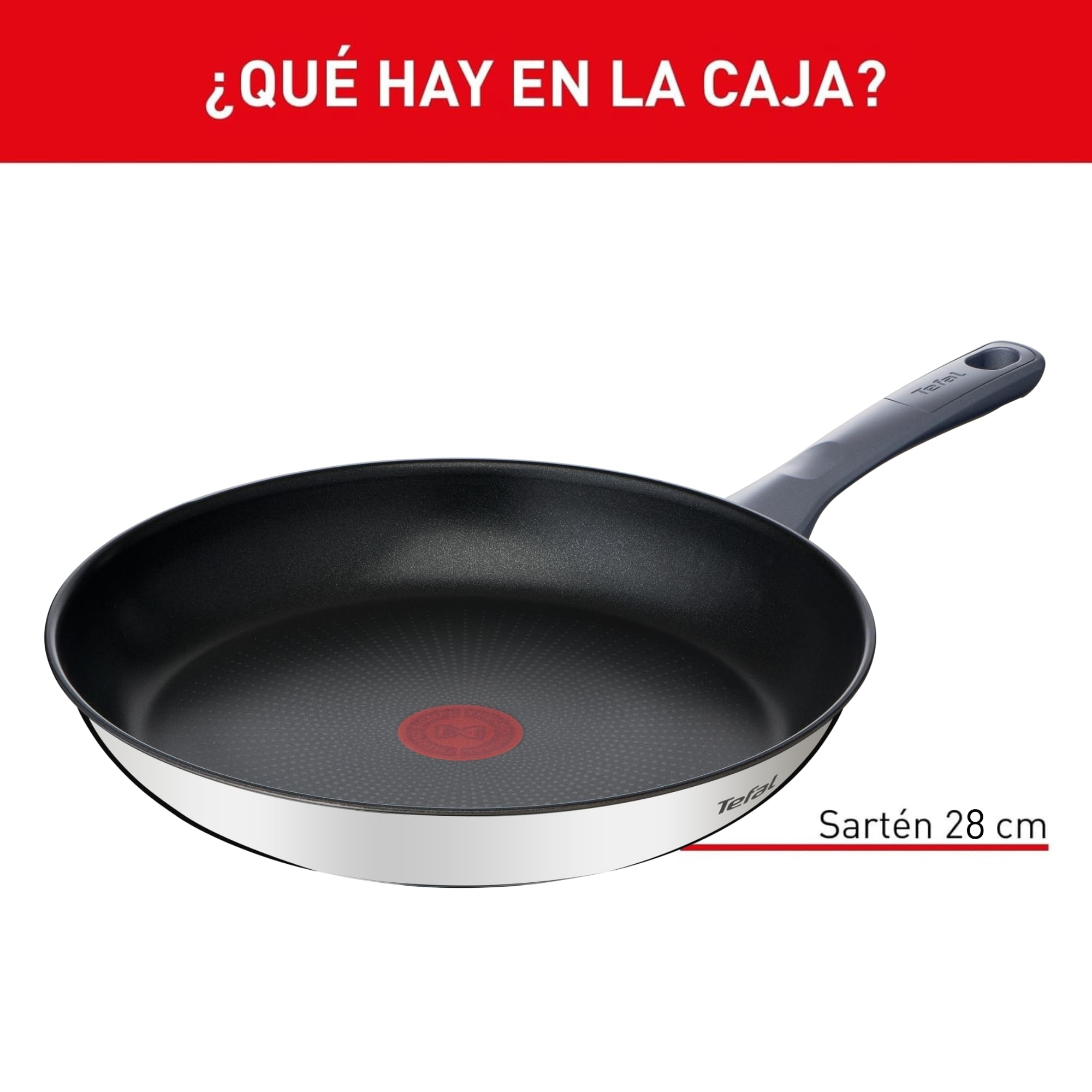 Tefal Daily Cook - Sartén de 28 cm, Apto inducción, antiadherente, revestimiento titanio, Thermo-signal, apto lavavajillas y horno, acero inoxidable — view 2