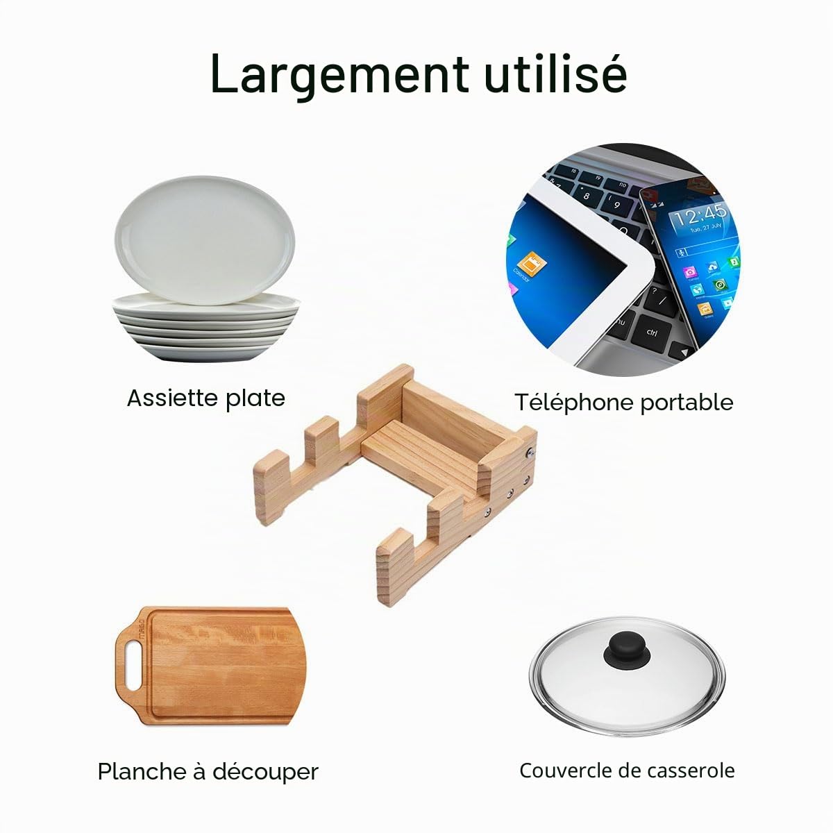 Support pour Planches à Découper, Porte Couvercle Asserole, Organisateur de Placard de Cuisine, pour Ranger Les Couvercles de Casseroles, Les Planches à Découper et Les Assiettes, 16 x 12.5 x 5cm