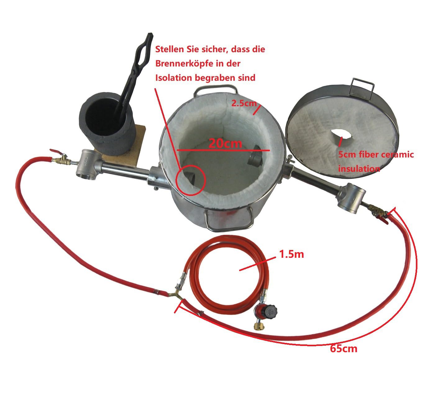 Juego de horno de fusión de gas propano doble, con crisol de grafito de 8 kg, forma de lingote de 113 ml, pinzas y guantes, horno para fundir metal cobre, latón y aluminio