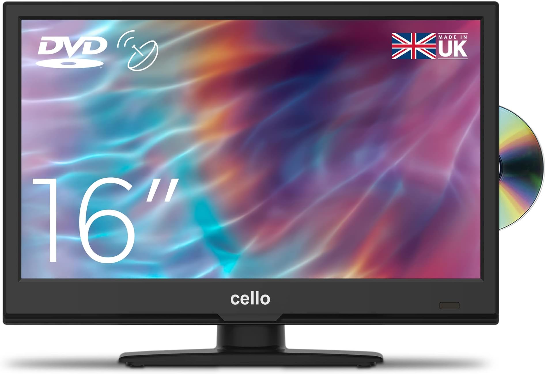 Cello ZSF0261 16 inch Full HD LED TV built in DVD Freeview HD Built in satellite receiver with HDMI and USB for recording from Live TV, Made In The UK