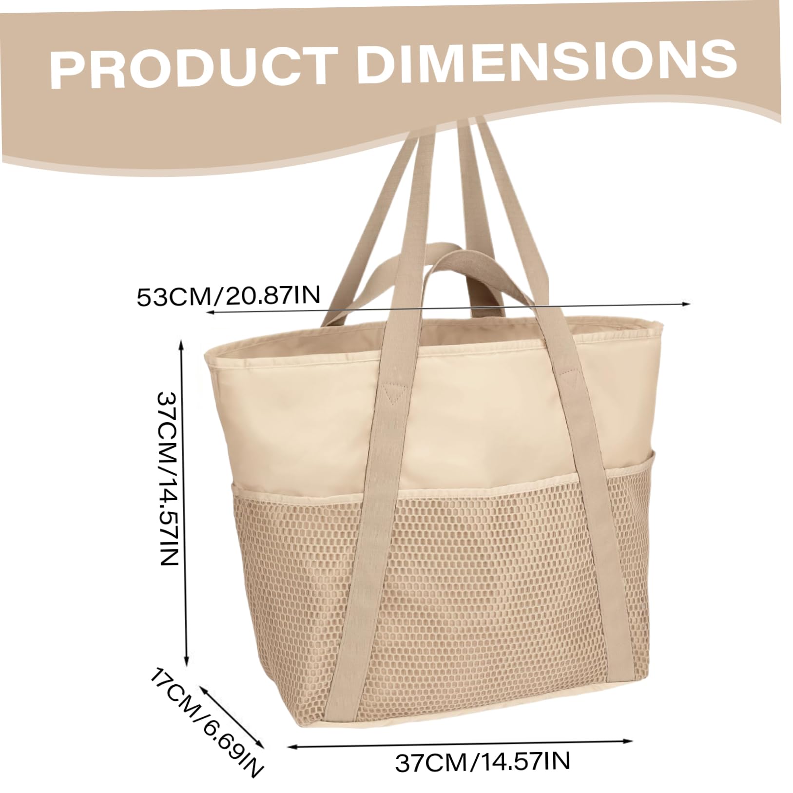 Sacs de plage pour femmes, sac fourre-tout de plage imperméable et résistant au sable, grand sac avec poches, piscine à chargement lourd 50 lb avec fermeture éclair, sacs familiaux lavables en m