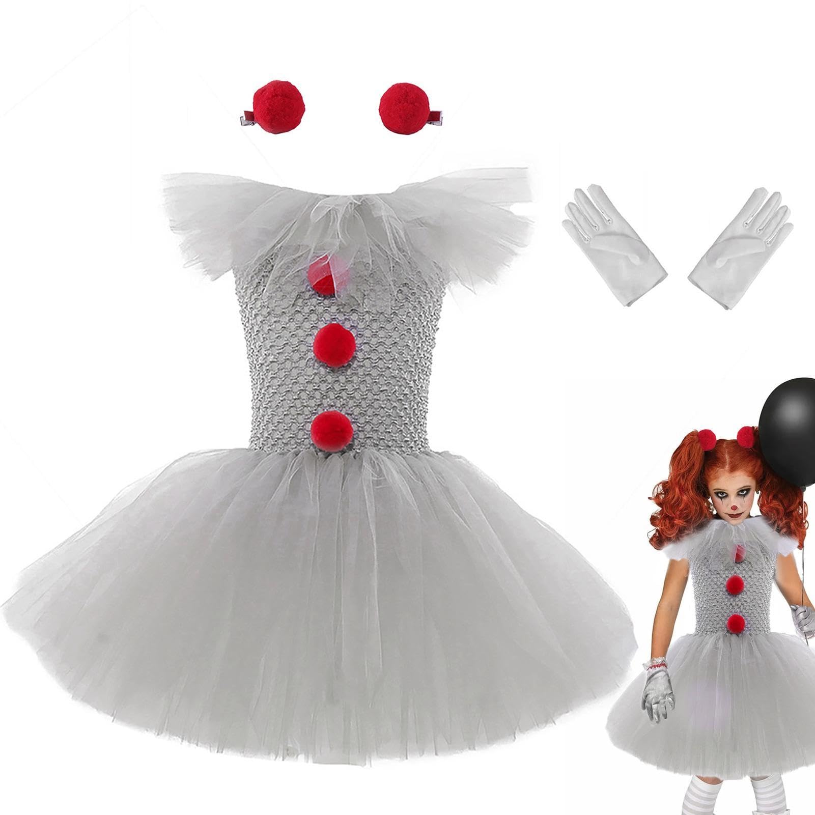 Disfraz de Payaso para Niñas, Disfraz de Payaso Aterrador, Disfraz de Pennywises para niños, Disfraz de Tutú para niñas, Disfraz de Payaso de la película de Terror para Trajes de Cosplay