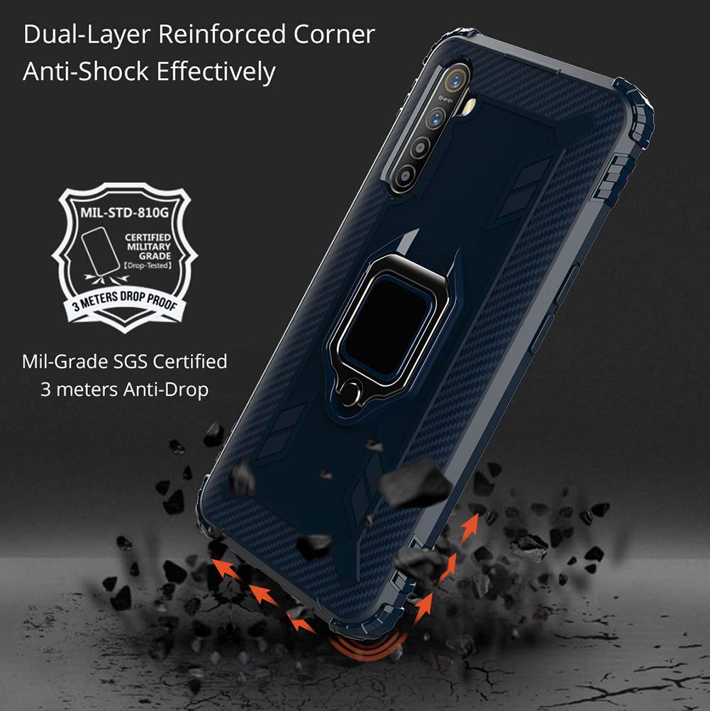 SATURCASE Case for Oppo F15 A91 / Reno 3 4G, Ring Kickstand Hybrid 2 in