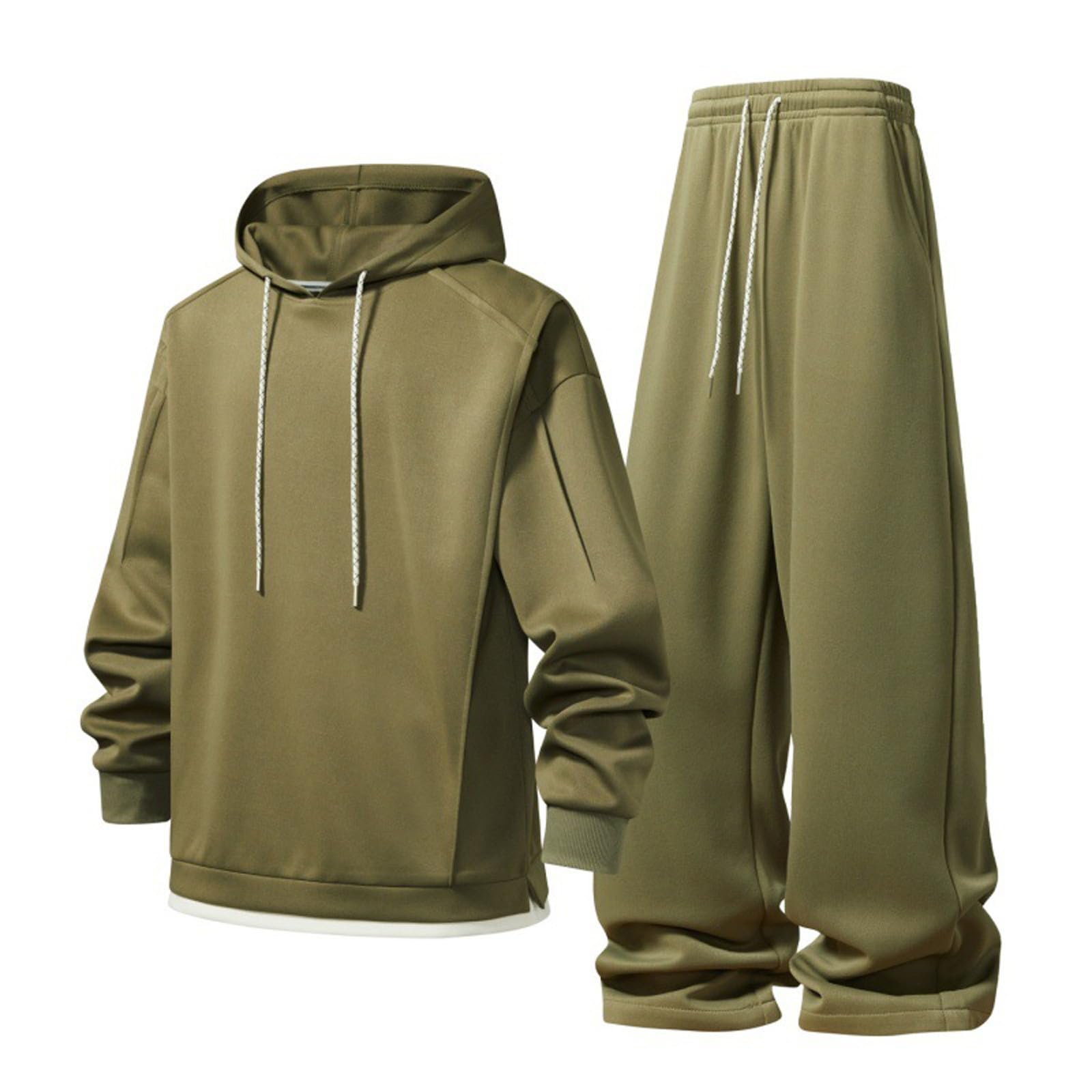 Generisch Tuta sportiva da uomo, da jogging, da donna, 2 pezzi, con cappuccio e hsoe, per il tempo libero, comoda, tuta da fitness, casual, a maniche lunghe, da jogging, in cotone