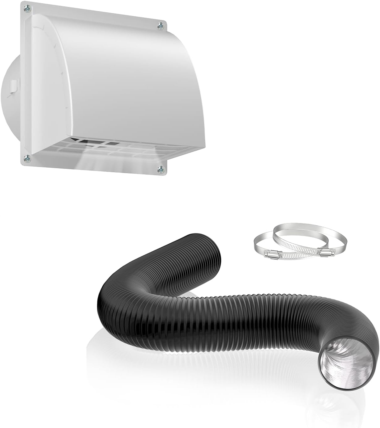 HG Power 4 Inch 16 FT Dryer Vent Hose with 4 Inch Dryer Vent Cover Outside