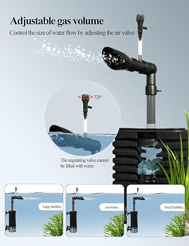 Miniatura 5 de UPETTOOLS Filtros para pecera, filtro interno de acuario, filtro ajustable en tanque con bomba de agua de 1 W, filtro de esponja de acuario pequeño