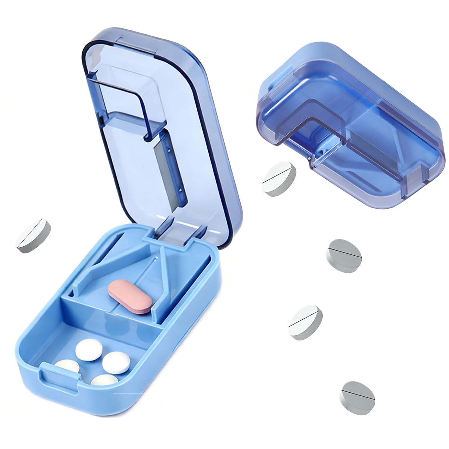 ピルカッター 錠剤カッター 2分割/4分割 薄くて軽い シンプル すりつぶし機能 携帯便利 赤ちゃん/子供/高齢者/ペット用 薬 カッター