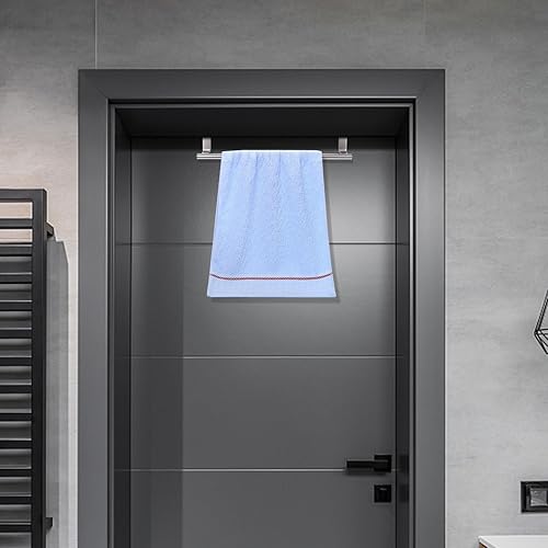Miniatura 7 de Toallero de acero inoxidable para colocar sobre la puerta, 2 piezas, soporte para toallas de baño, utensilios de cocina y más, resistente al óxido y