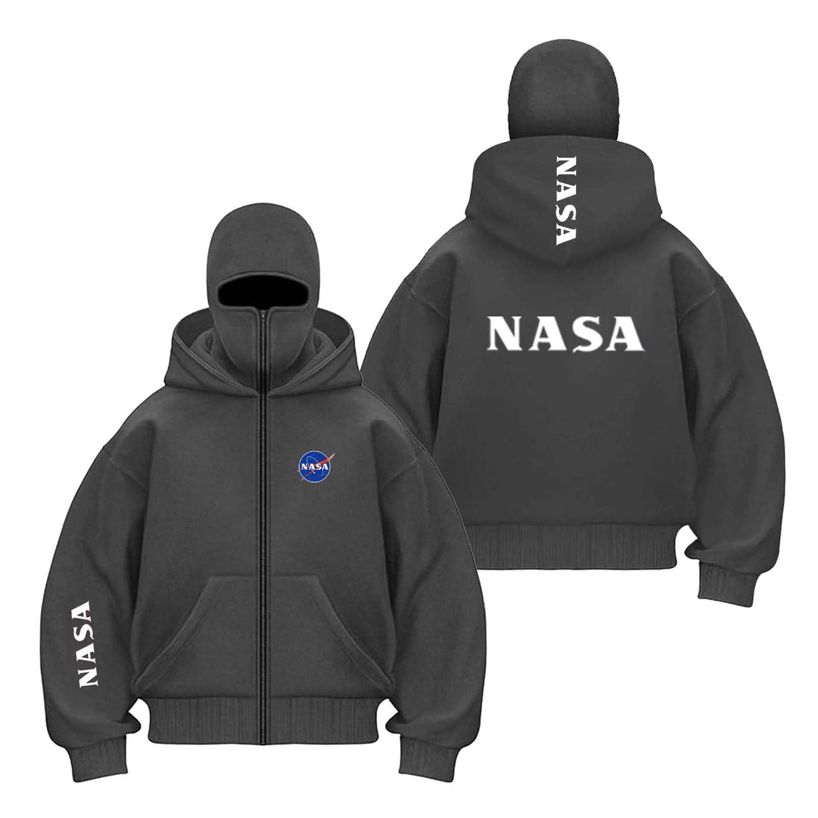 TKAJHPAH Men's Balaclava Hoodies Training Jackets for N.A.S.A Zipper Coat Long Sleeve Hoody Graphic Activewear Stitching Sweatshirts with Pockets Outwear Tops-HuiS||x_l