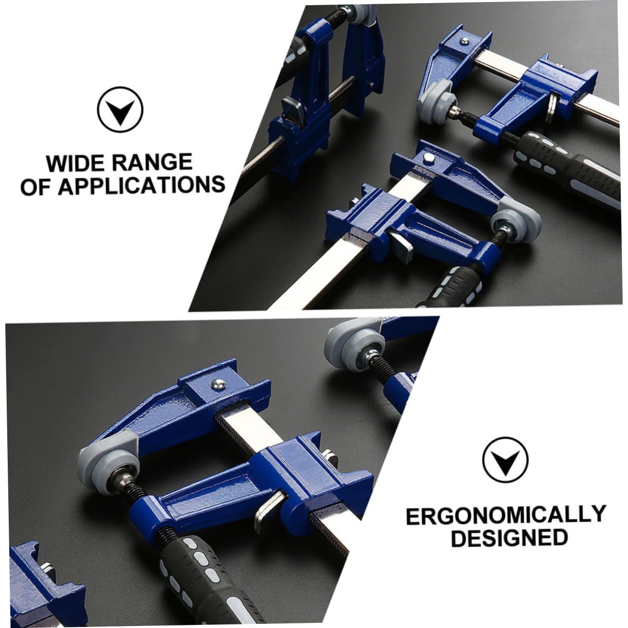 Abrazadera F para Carpintería de Acero y Plástico Azul | Diseño Ergonómico y Tacto Cómodo, Sujeción Estable, Amplia Gama de Aplicaciones para Carpinteros