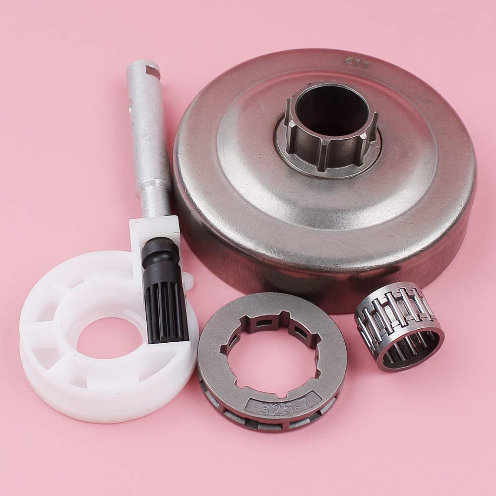 HAOHAO Cilindro del Embrague Piñón Lamer Bomba de Aceite del cojinete de Aguja Compatible with Husqvarna 55 51 Motosierra de Piezas de Repuesto .325 7 Dientes Interiores del Agujero 19mm