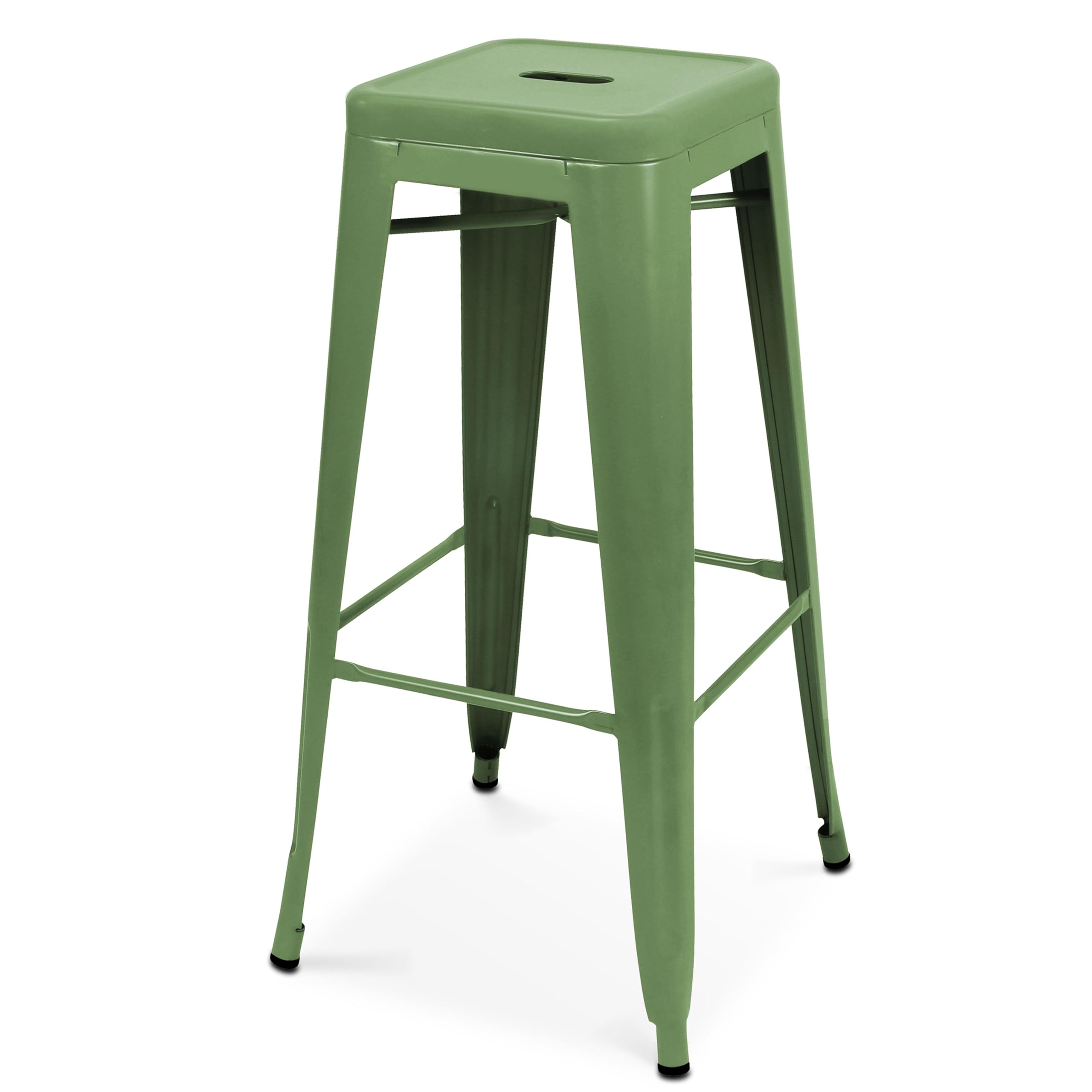 Oviala Lot de 4 tabourets de terrasse en métal Mat Vert Cactus