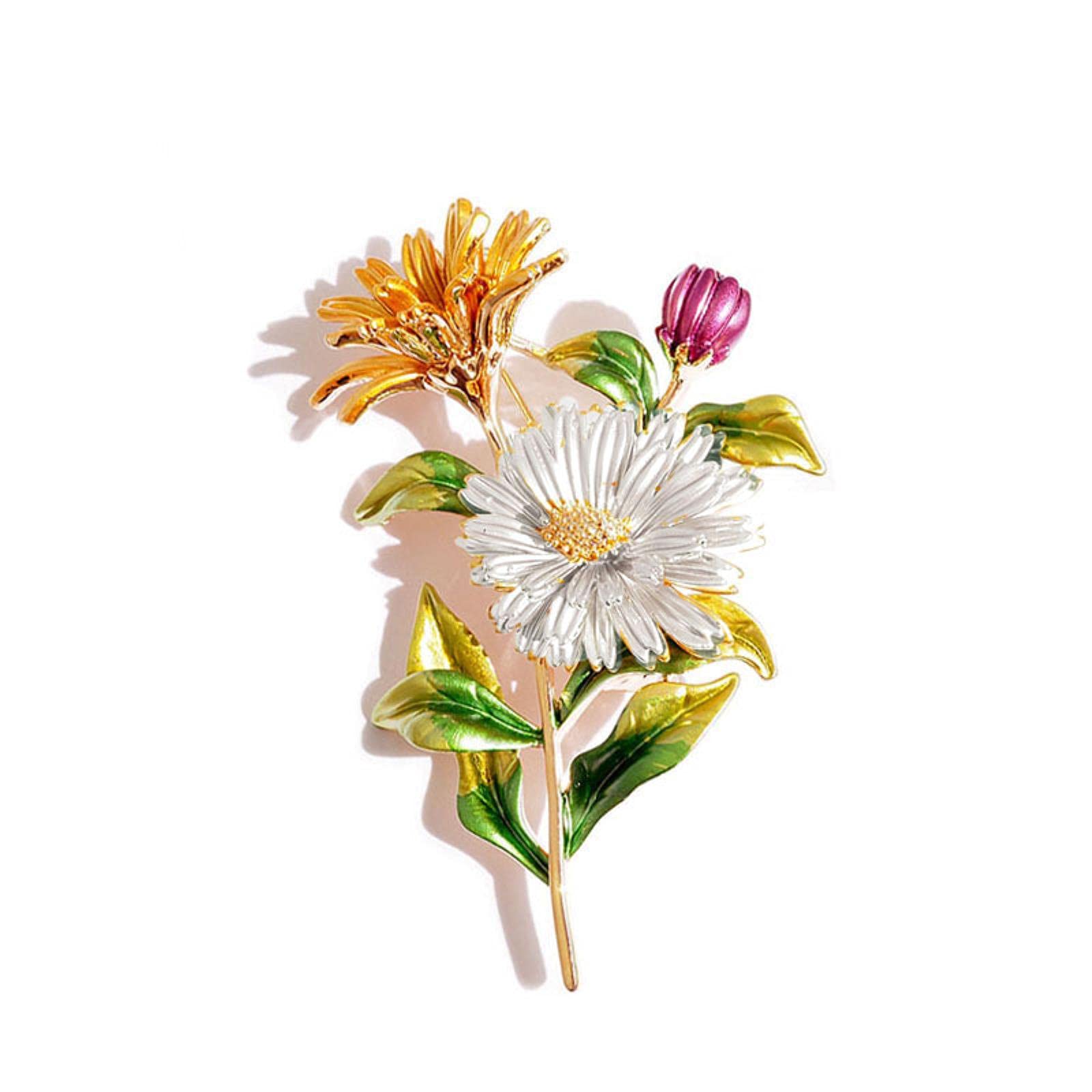 Broches Elegantes con Forma de Flor, Estilo Vintage, con Esmalte de peonía, para Mujer, joyería de Moda, broches para Banquetes.