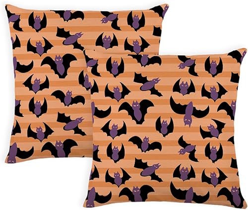 Fundas de almohada de Halloween de 18 x 18 pulgadas, juego de 2 fundas de almohada decorativas para sofá, dormitorio, sala de estar, decoración del