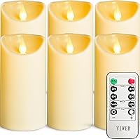 Vista 7 de Juego de velas sin llama de plástico YIWER, a batería, impermeables, 18 unidades: velas con cuerpo de cera marfil parpadeante, incluye