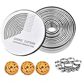 FINEVERNEK 12Pcs Cortadores de Galletas Redondo, Juego de Cortadores de Repostería de Acero Inoxidable,Antiadherente, Utensilios de Pastelería de Bricolaje para Pasteles, Galletas y Donas